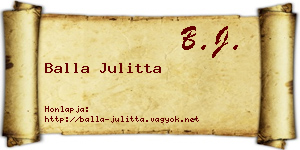 Balla Julitta névjegykártya